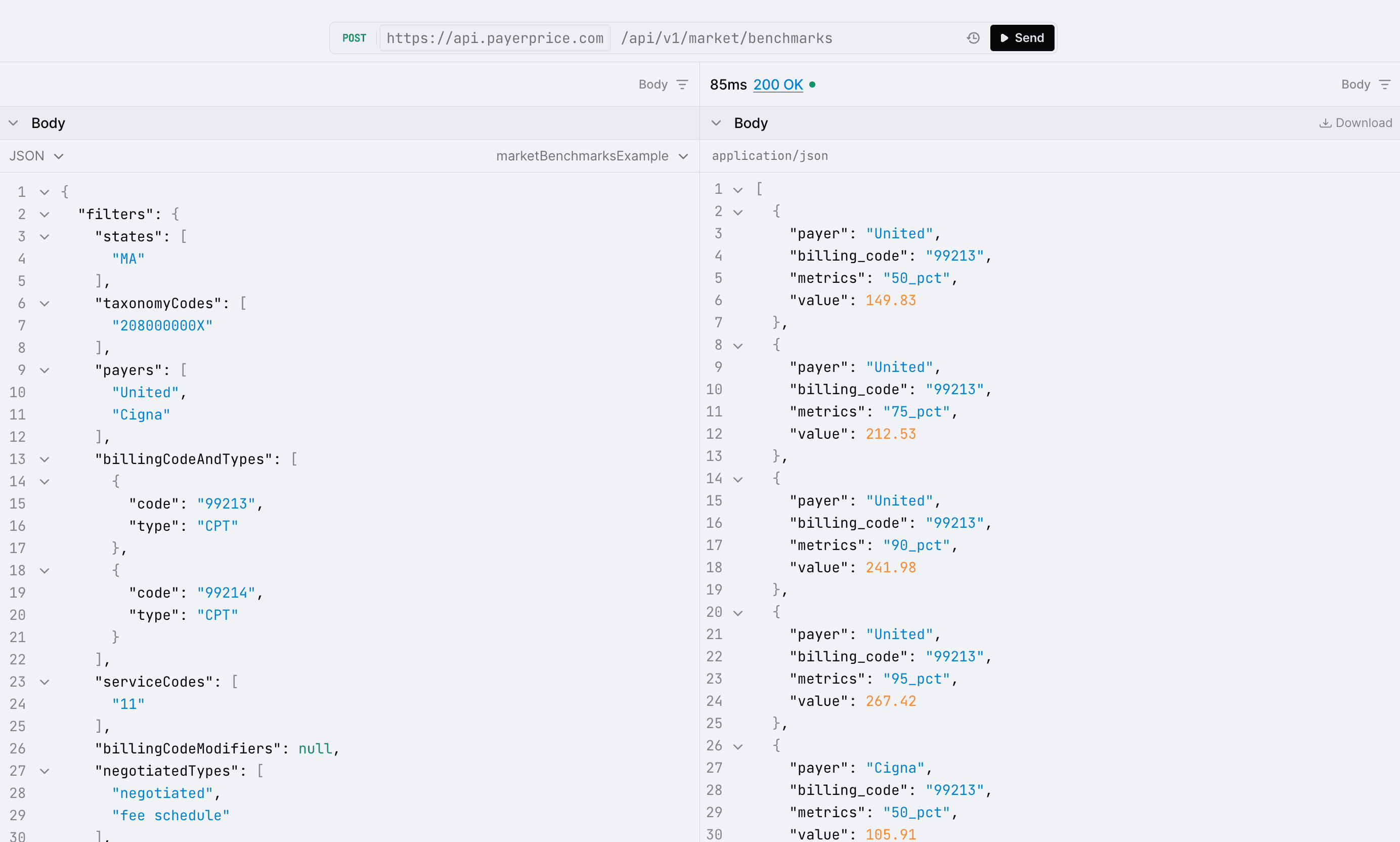PayerPrice API interactive docs